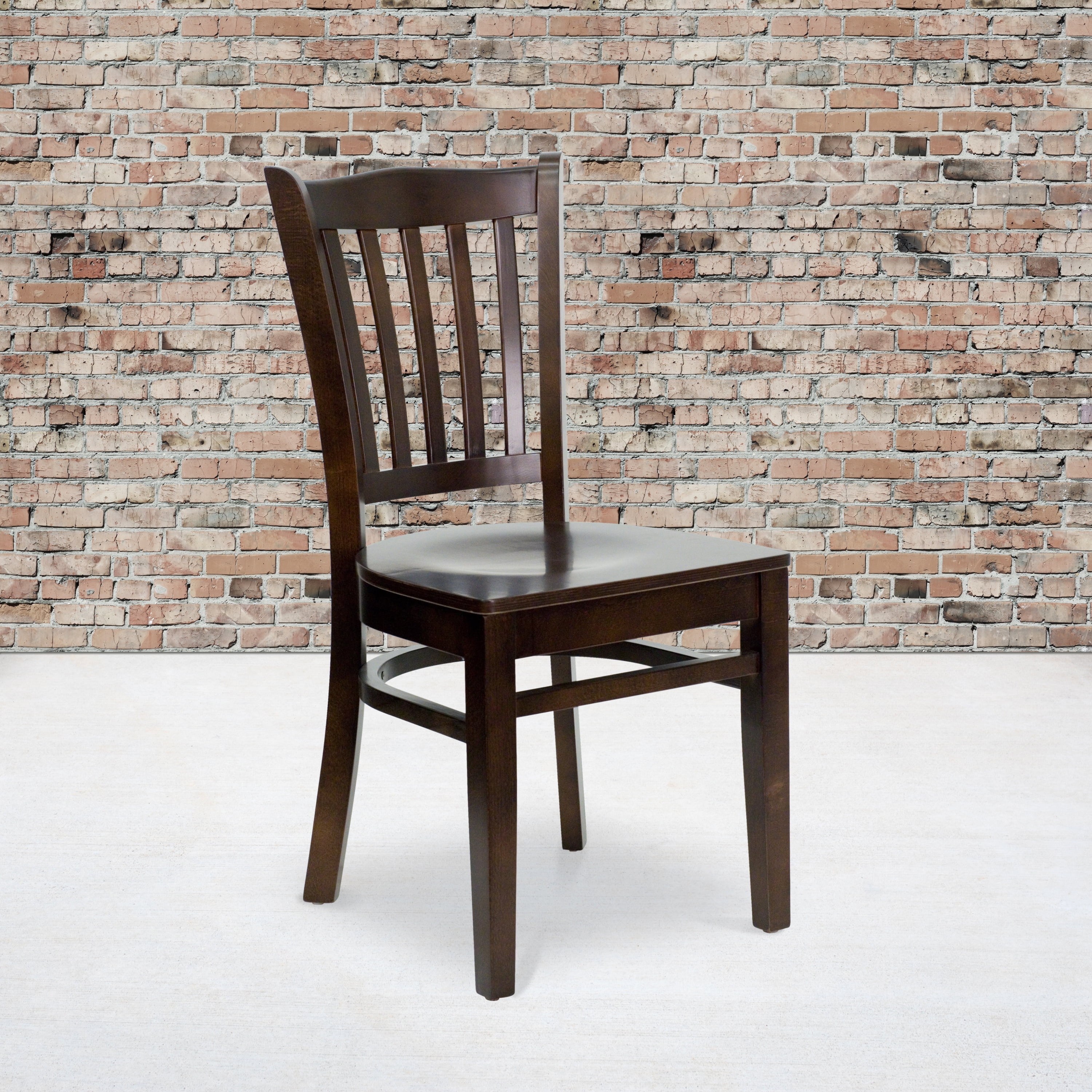 Flash Furniture 2 Pack HERCULES Series Vertical Slat Back Walnut Wood Restaurant Chair