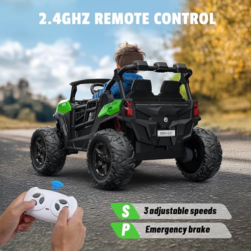 24V 2 Seater Ride on Car Truck, 4x200W, EVA Tires, 4WD/2WD, Rainbow Lights, Remote Control, Shock Absorbers, Bluetooth