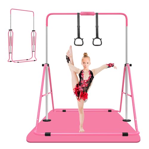 Expandable Gymnastics Bar for Kids, Adjustable Height Junior Training Kip Bar, Folding Gymnastic Horizontal Bars Monkey Bar