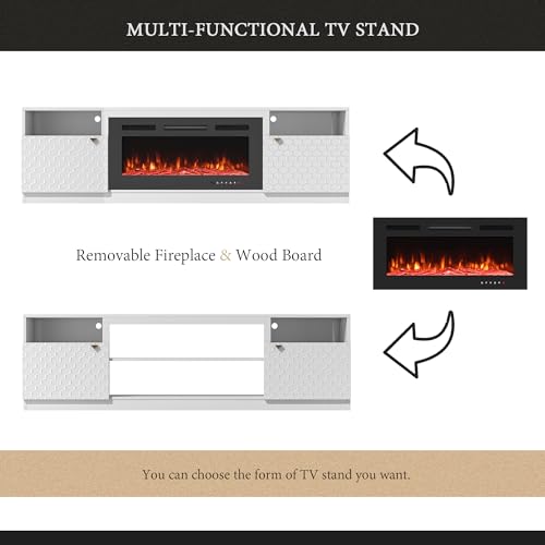 Modern Luxury TV Stand for TVs up to 80",High Gloss Finish Media Console with Two Doors and Storage Cabinets