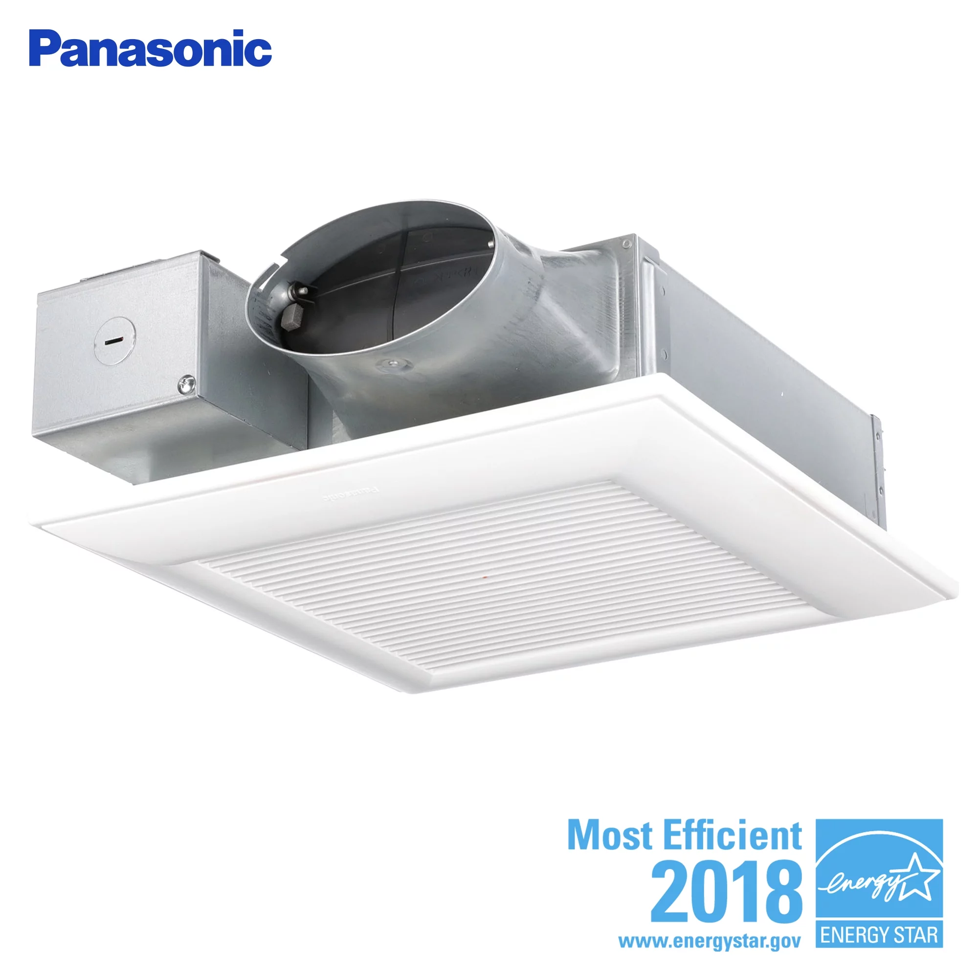 Panasonic WhisperValue DC Pick-a-Flow 50, 80, or 100 CFM Ceiling or Wall, Very Low Profile Exhaust Fan with Condensation Sensor, White