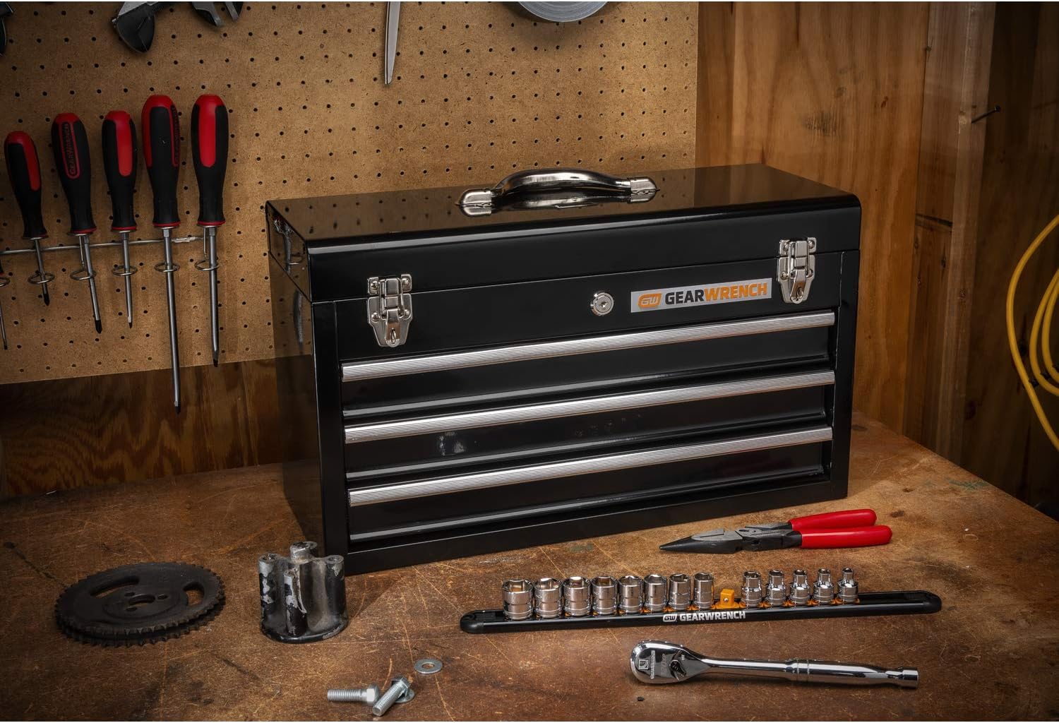GEARWRENCH 20inch 3 Drawer Steel Tool Box, Black - 83151