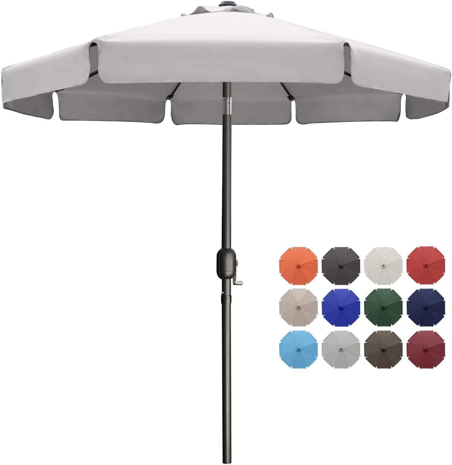 MASTERCANOPY Valance Patio Umbrella for Outdoor Table Market -8 Ribs (10ft, Dark Gray)
