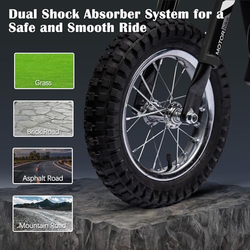 24V Kids Electric Dirt Bike 250W Motor Off-Road Motorcycle, 13.6MPH Fast Speed Powerful Motorcycle for Kids