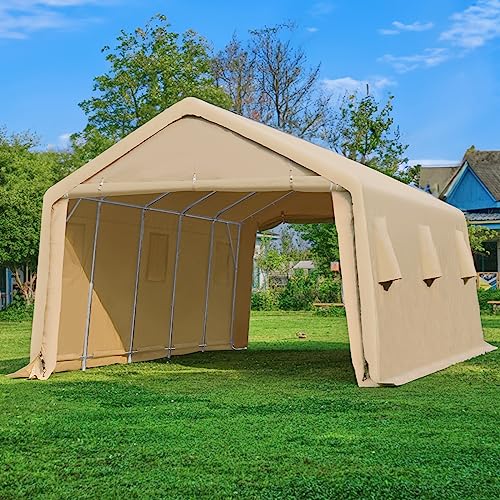 ADVANCE OUTDOOR 10x10 ft Heavy Duty Outdoor Patio Portable Canopy Storage Shelter Shed Carport with 2 Roll up Zipper Doors & Vents for Snowmobile