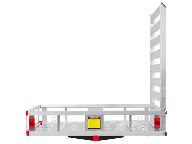 Aluminum Hitch Cargo Carrier Utility Basket with Loading Ramp, Silver