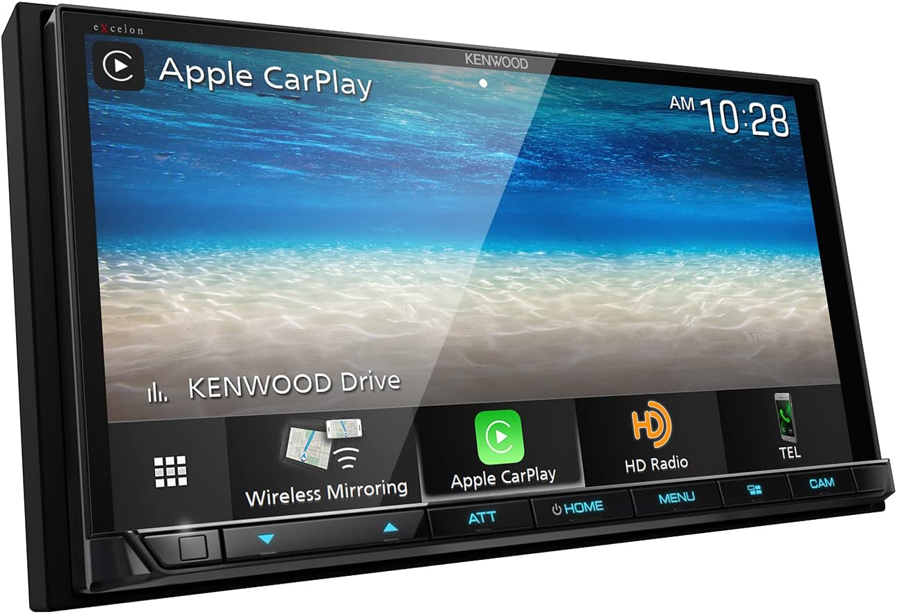KENWOOD eXcelon DMX907S 6.95" Digital Multimedia Bluetooth Car Stereo with USB, AM/FM HD Radio, Double DIN, Wireless Apple CarPlay and Android Auto