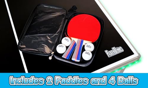 PartyLife 6 ft x 3 ft Ping Pong Table Tennis Table | Mid-Size Portable Folding Indoor Outdoor Ping Pong Table Tennis Table w/Optional LED Lights |