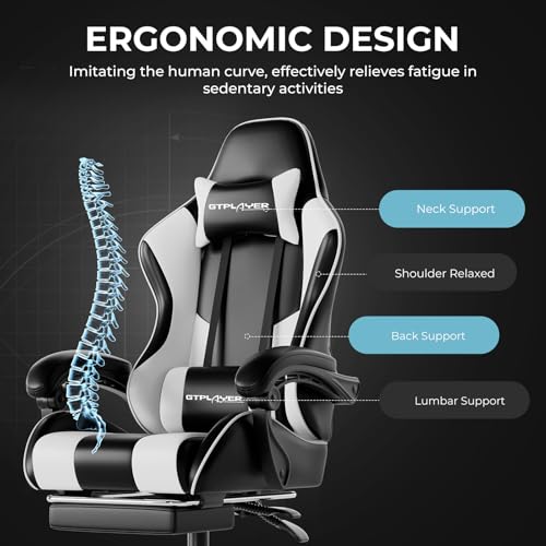 GTPLAYER Gaming Chair, Computer Chair with Footrest and Lumbar Support