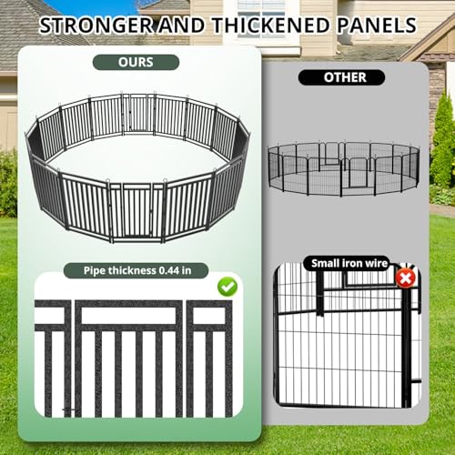 Dog Fence Outdoor Indoor, 40" Inch Height 16 Panels Dog Playpen for Large/Medium/Small Dogs Metal Dog Pen for Yard Camping and RV | Black-Silver