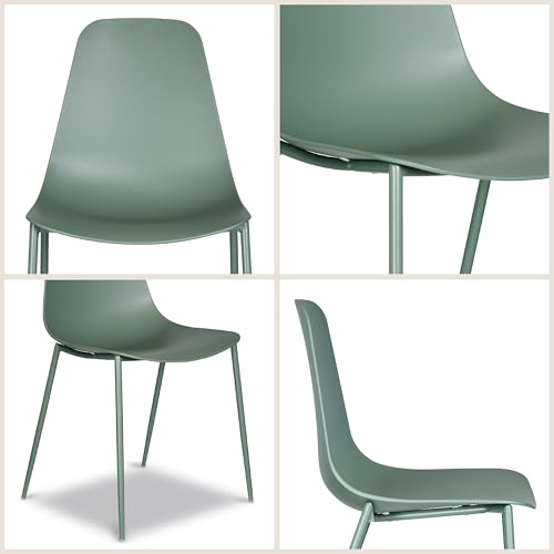 POLY & BARK Isla Modern Kitchen Chairs Set of 4 - Plastic Dining Chair with Metal Legs