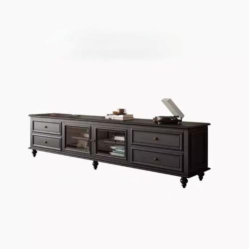 Television Stands American retro high-end black solid wood TV cabinet bedroom living room home light luxury high style floor-standing TV cabinet TV