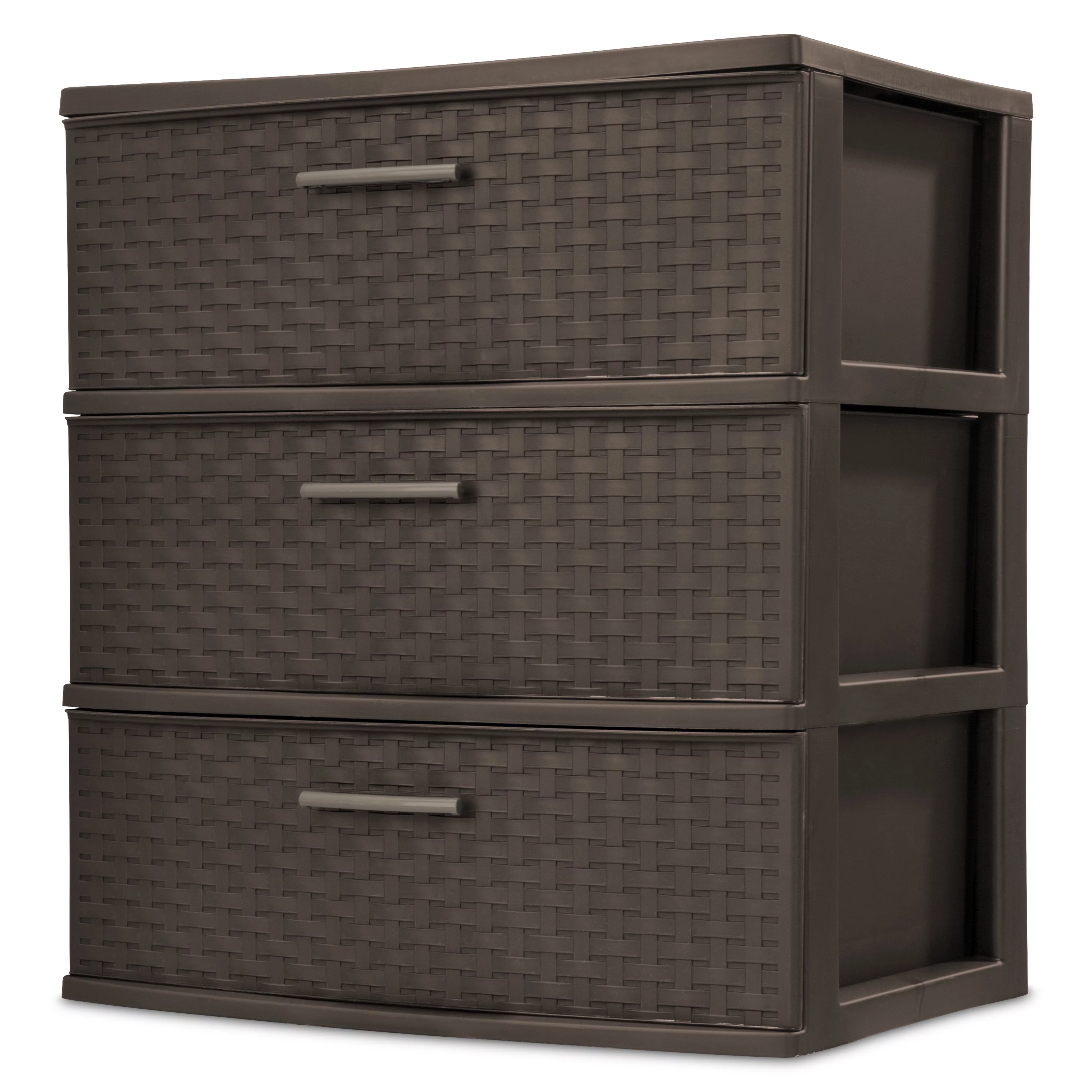 (2 pack) Sterilite 3 Drawer Wide Weave Tower Espresso