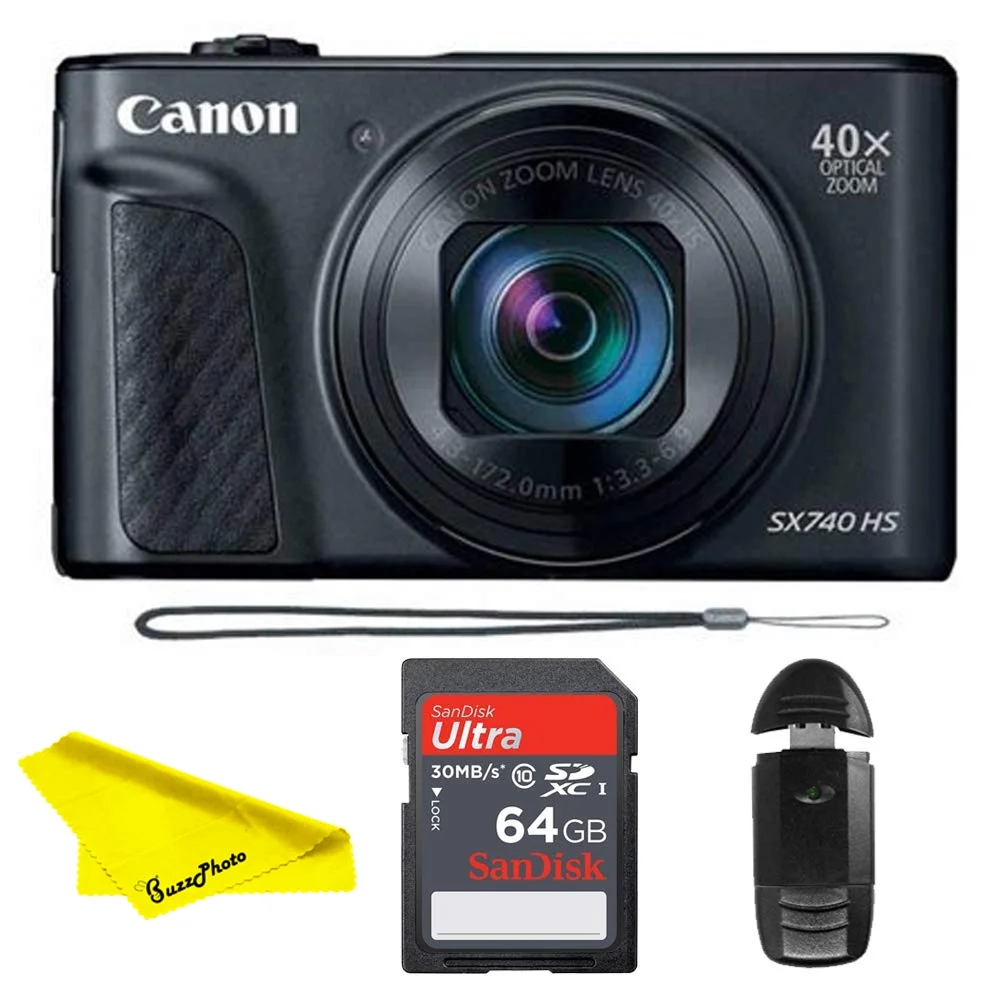 Canon PowerShot SX740 HS Digital Camera (Black) with 64 GB Memory Card - Radiant Selections