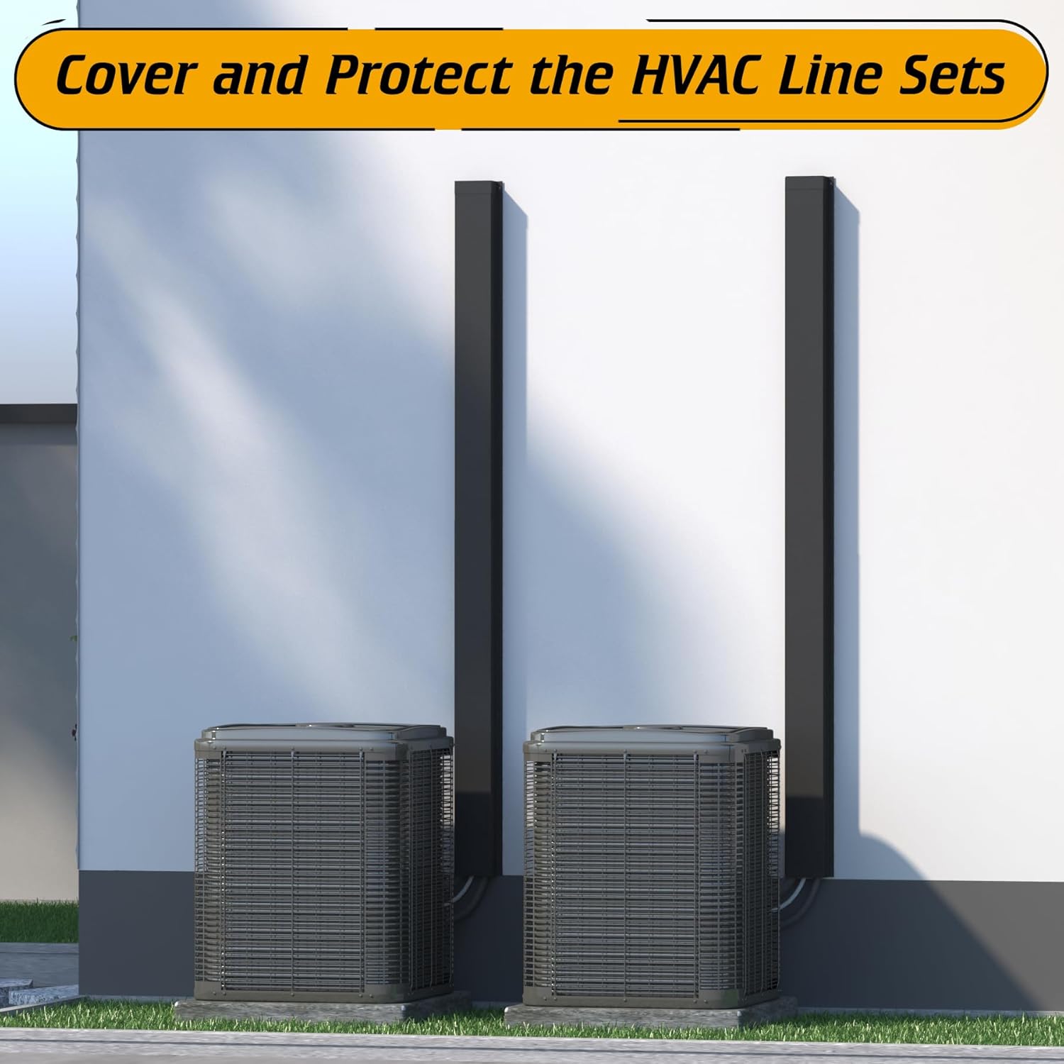 LBG Products 6" x 4" Metal Decorative Line Set Cover Kit for Ductless Mini Split,Central Air Conditioner,Heat Pump,Mini Split Accessories(Black)