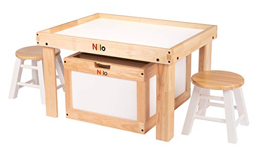 NILO Kids Play Table Set with 2 Compatible Lego Duplo Detachable Two-Sided Baseplates/Boards/Mats (N34 Activity Table without Holes