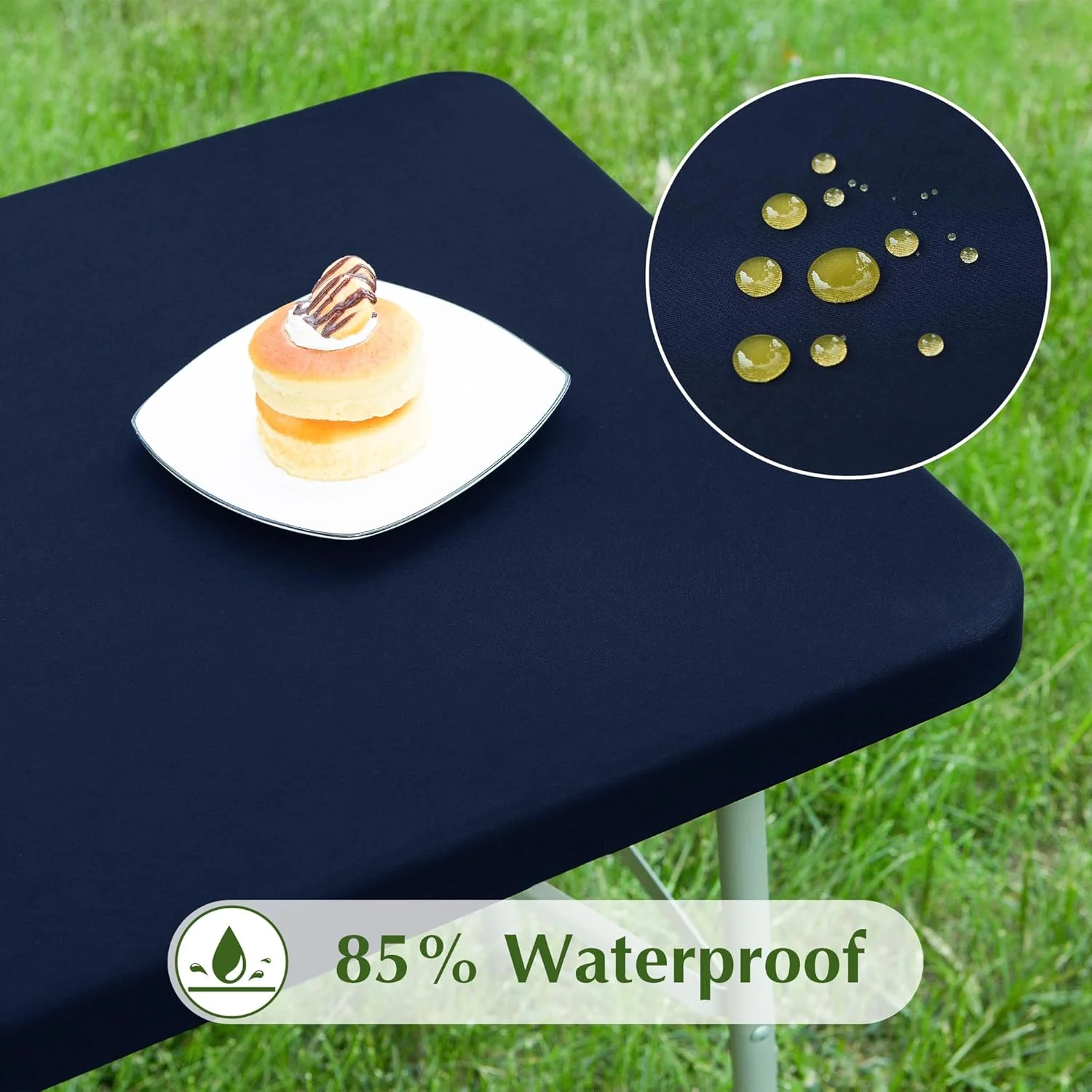 2 Pack Rectangle Fitted Tablecloth 36X60 Inch Stretch Spandex Patio Table Cover Navy Washable Table Cloth Elastic Table Topper for Indoor and Outdoor