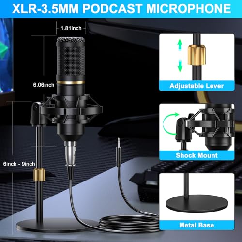 Podcast Microphone Bundle with Live Sound Card Audio Mixer