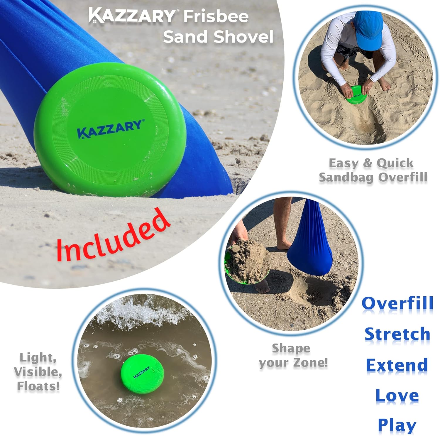 KAZZARY Beach Tent Pop Up Canopy Sun Shelter UPF50+ Lightweight Outdoor Shade with Frisbee Shovel, Ground Pegs and Stability Poles