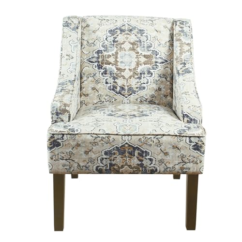 HomePop Velvet Swoop Arm Accent Chair, Suri Blue