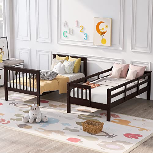 Ball & Cast Full Over Full Bunk Bed with Twin Size Trundle and Built in 4 Drawer,Wood Bunkbed w/Storage Ladder & Slat Support