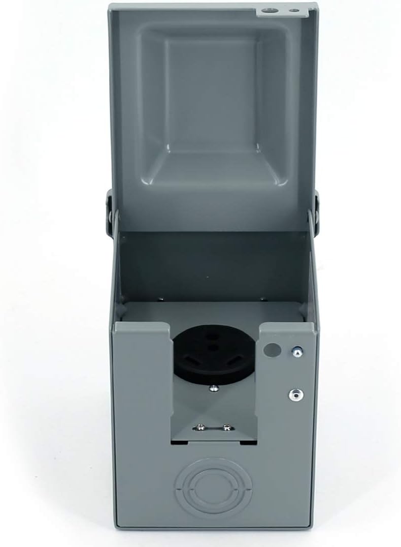 UTSAUTO 30 Amp RV Power Outlet Box Enclosed Lockable Weatherproof Outdoor Electrical 125 Volt Receptacle Plug Box Nema TT-30R Receptacle for RV