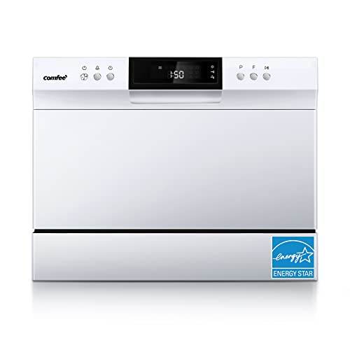 COMFEE’ Countertop Dishwasher, Energy Star Portable Dishwasher, 6 Place Settings & 8 Washing Programs, Speed, Baby-Care, ECO& Glass