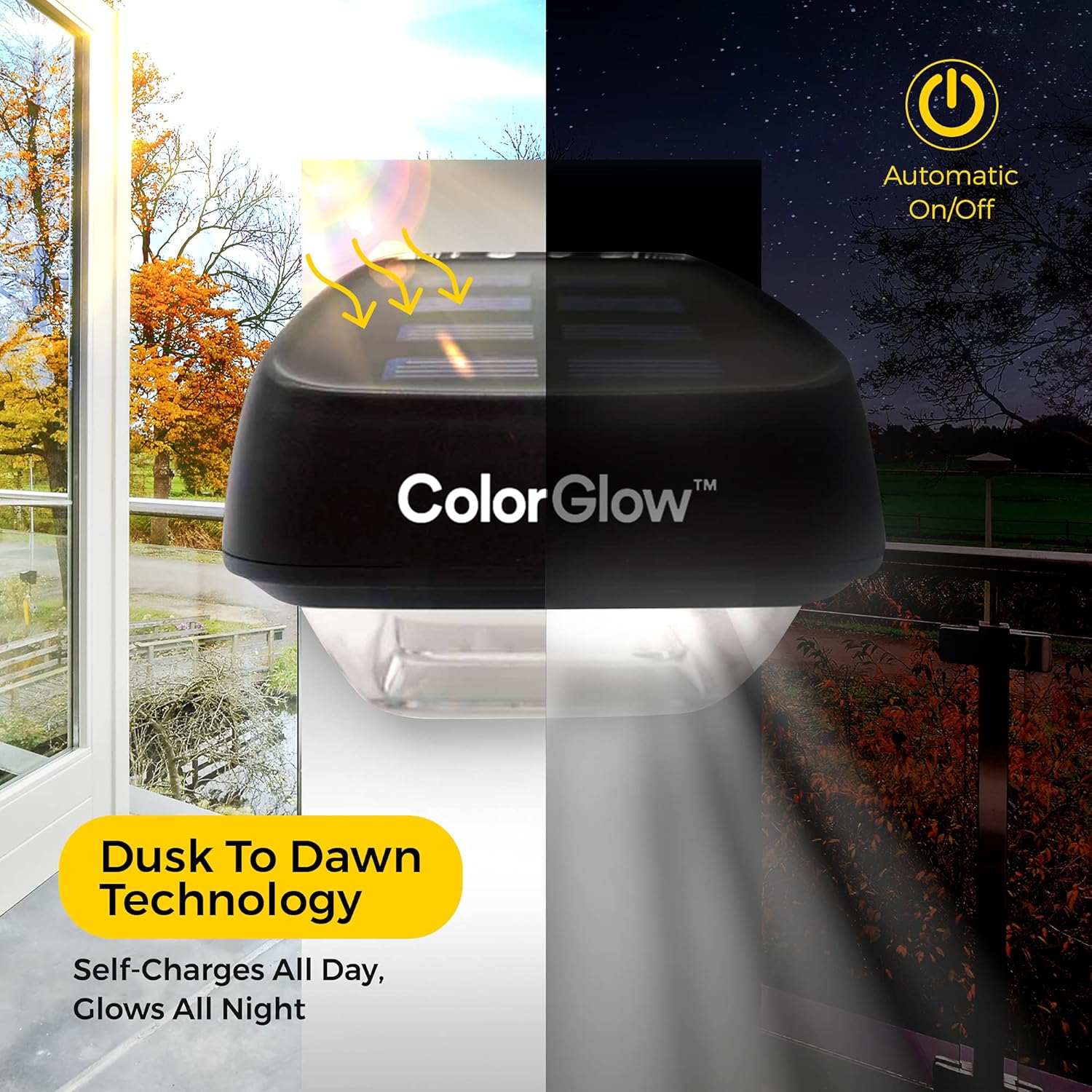 BRIGHTOLOGY - Color Glow Solar Outdoor Lights (4 LED Lights) - Waterproof Outdoor Solar Lights Outdoor - Powered Rainbow