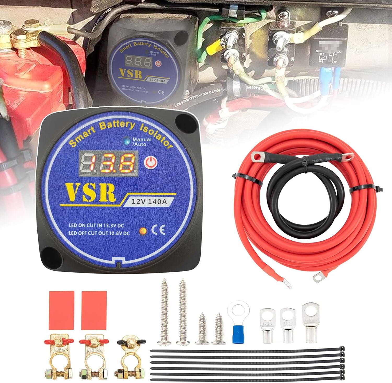 Dual Battery Isolator 12V 140Amp, Voltage Sensitive Relay VSR