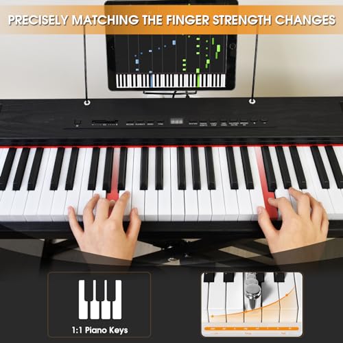 Digital Piano 88 Key Semi Weighted Keyboard, Piano Keyboard 88 Key for Beginners with Lighted Up Keys, Portable Electric Piano with Adjustable Stand