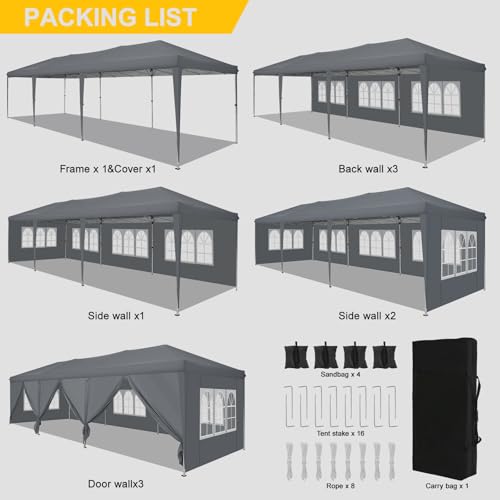 COBIZI Canopy 10x20 Pop Up Canopy Tent with 6 Sidewalls Party Tents for Parties Weddings Backyard Waterproof Canopy Outdoor Commercial Canopy Event