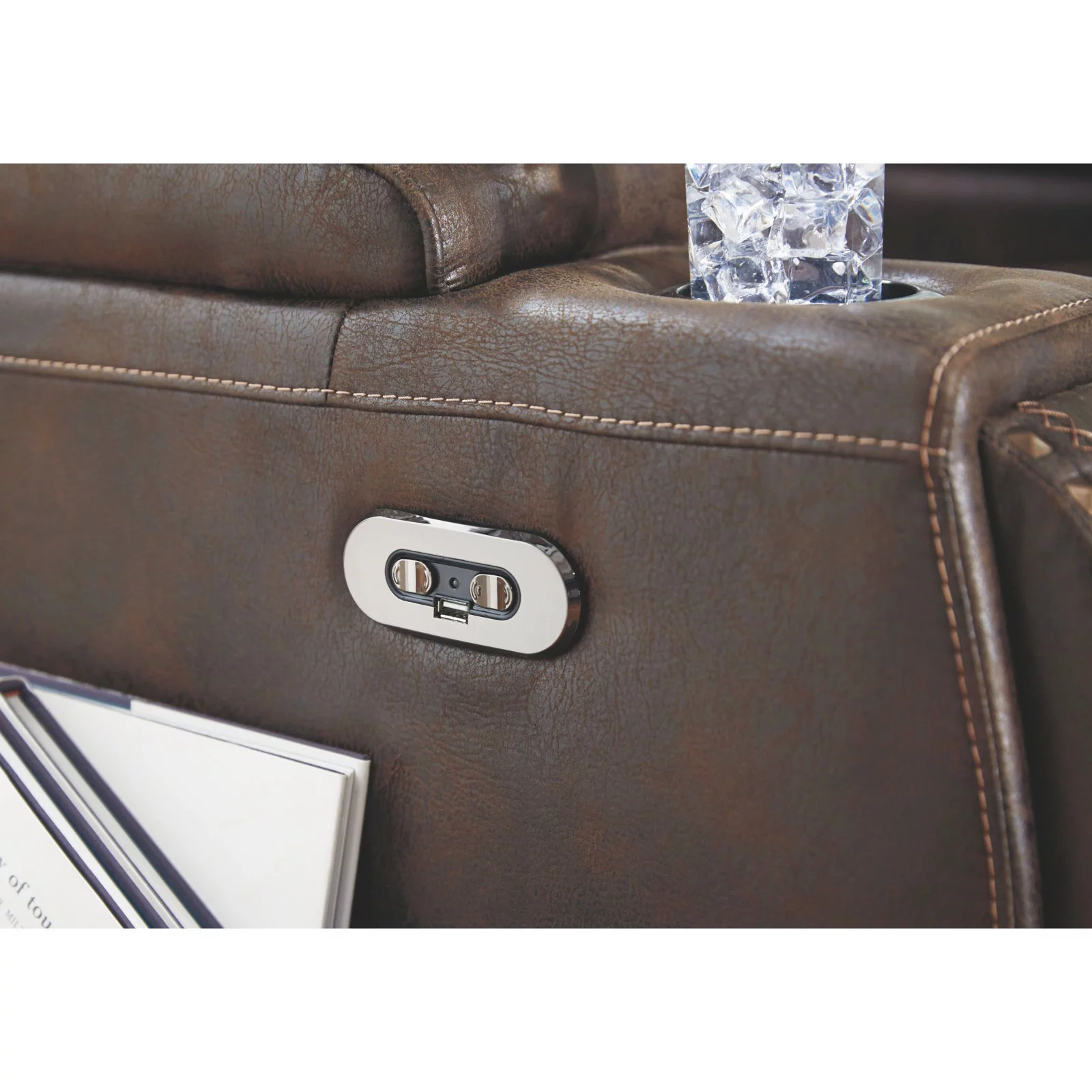 Signature Design by Ashley Game Zone Power Reclining Sofa in Bark