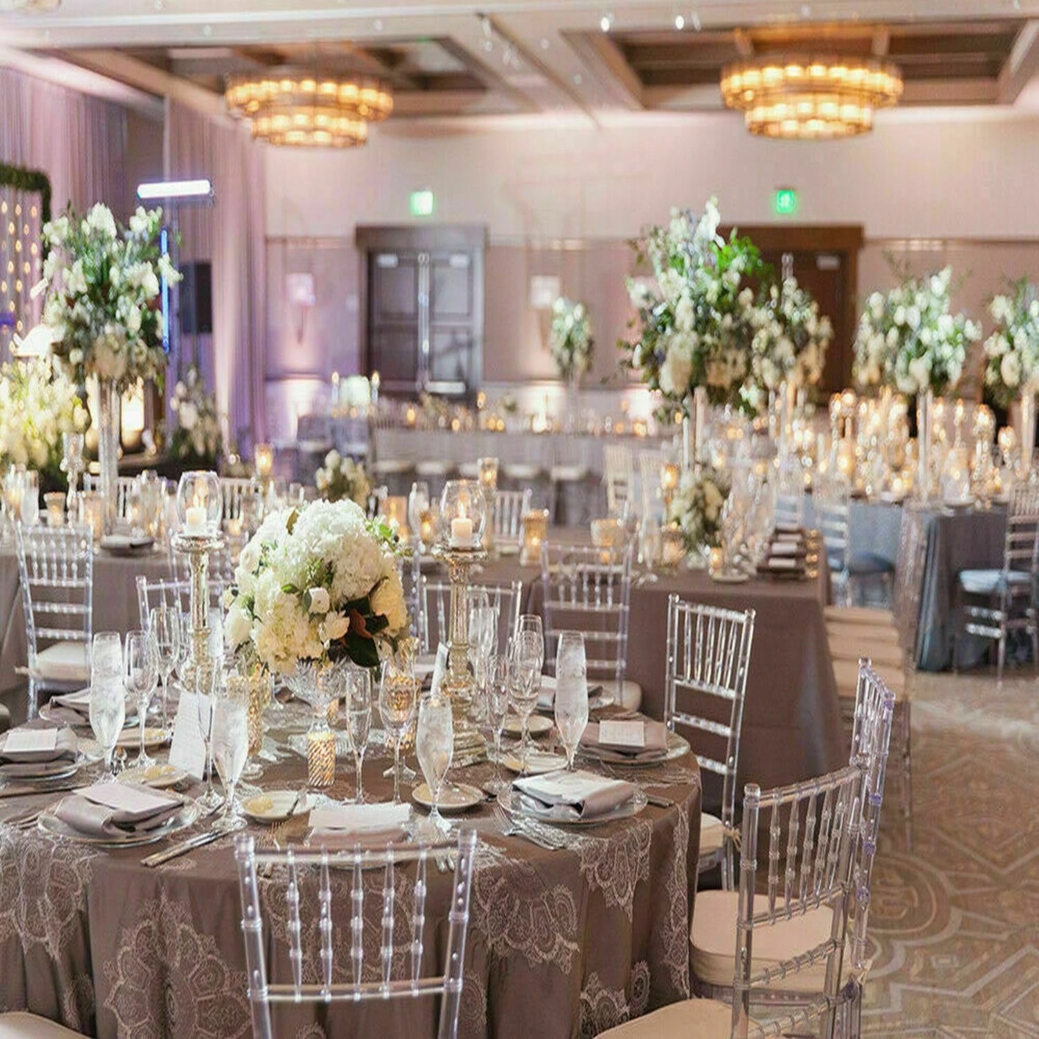 FOH Upgraded 4Pcs Cross Back Stacking In Clear Crystal Chiavari Ghost Chairs, Stackable Transparent Elegant Party Event Wedding Chairs