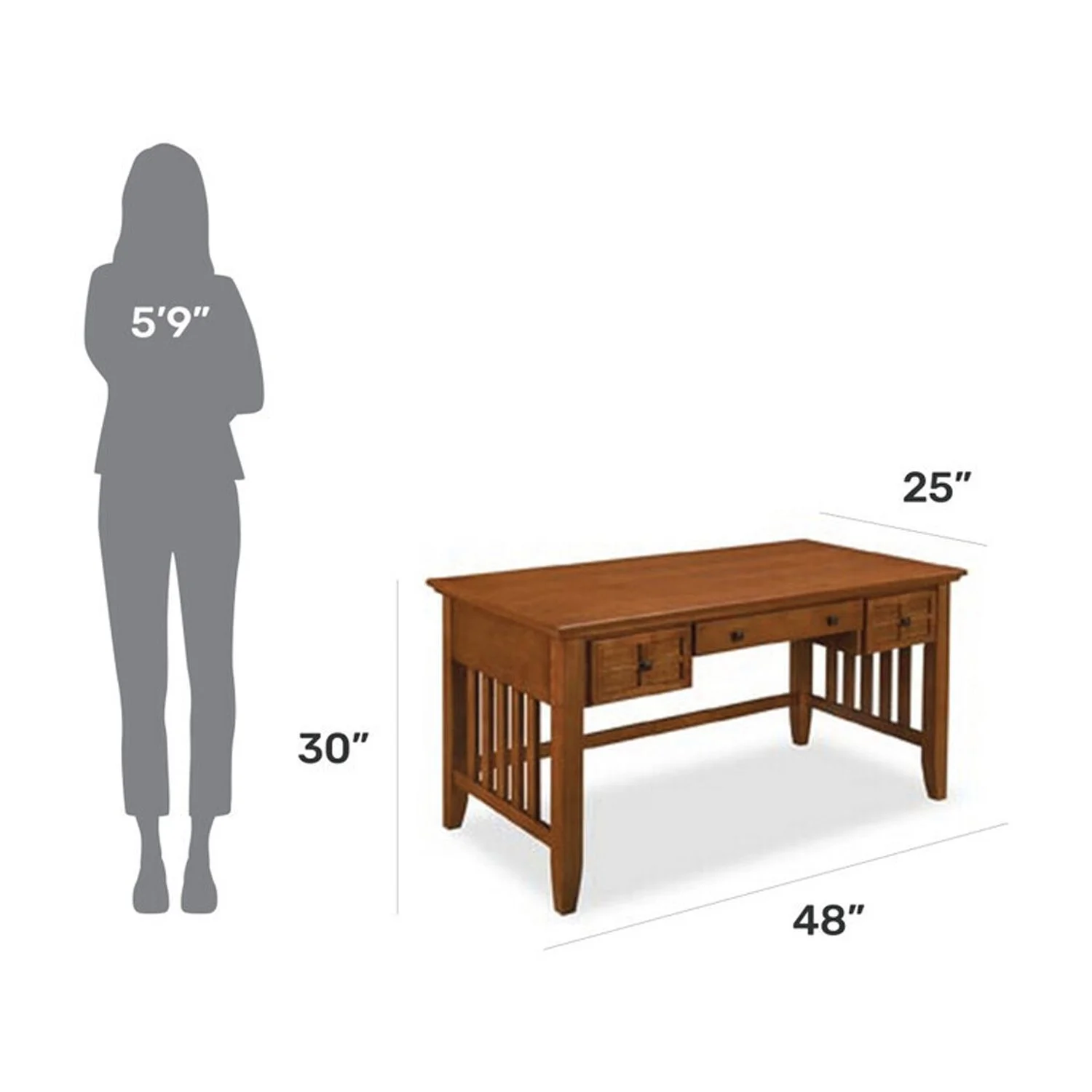 Homestock Mediterranean Mingle Brown Wood Executive Desk