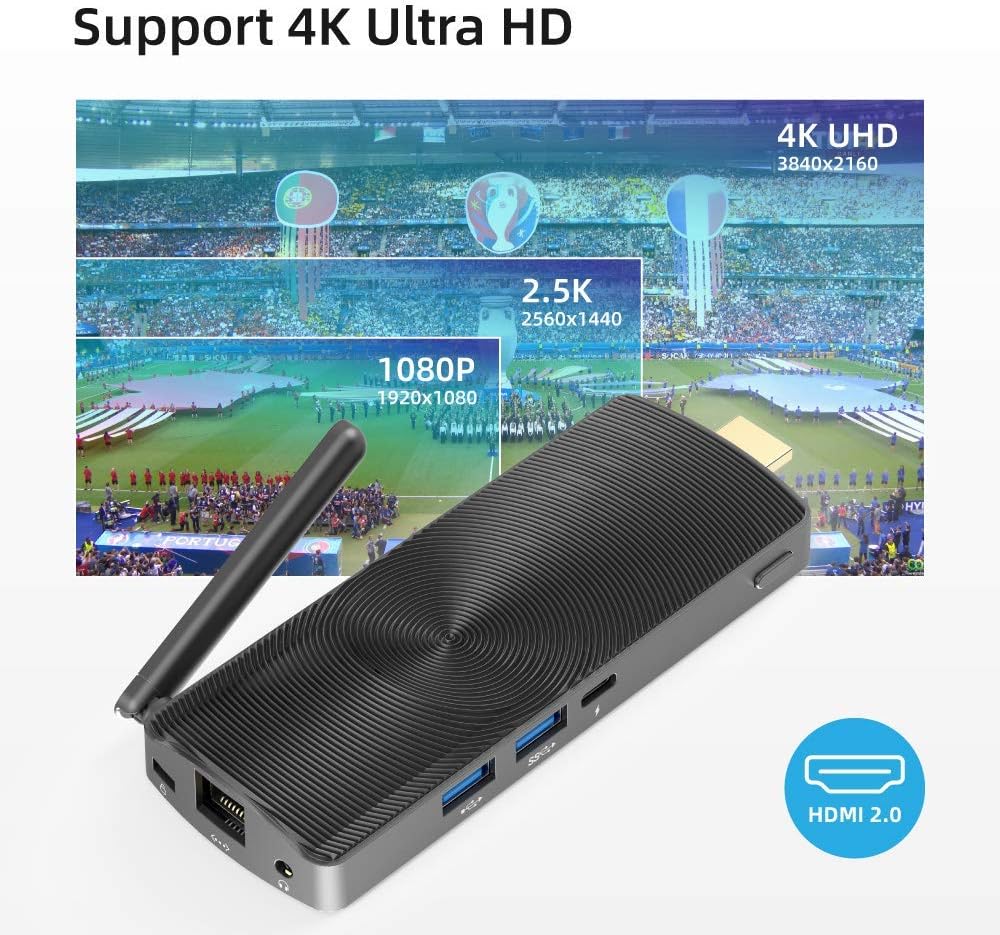 MeLE PCG02 Fanless Mini PC Stick Windows 11 Pro Celeron J4125 8G/128G Portable Computer Stick for Business & Home Video Support HDMI 4K 60Hz, BT4.2
