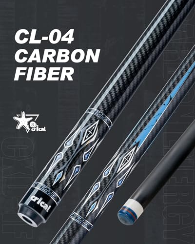 CRICAL Carbon Fiber Pool Cue Stick 58" Billiard Cue Sticks Professional Low Deflection Pool Sticks with 3/8 * 8 Pin Joint and 12.5mm Tip