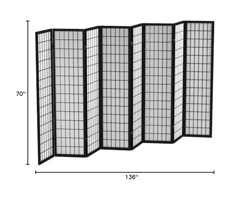 Red Lantern 6 ft. Tall Window Pane Shoji Screen-Natural-4 Panels Room Divider