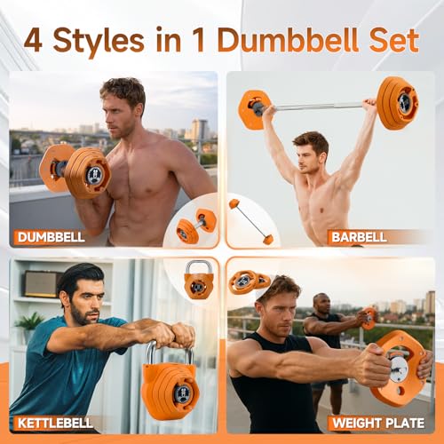 AOTOB 25/55 lbs Dumbbell Set, Anti-Slip Fast Adjust Turning Handle, Adjustable for Men and Women, Pair for Home Gym Exercise