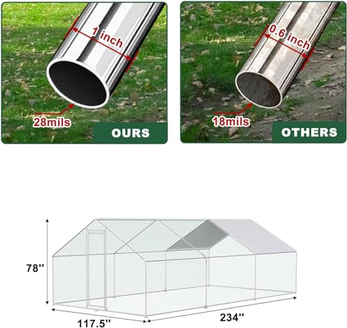 Chicken Coop Large Metal Chicken Run for 6/10 Chickens Poultry Cage with Waterproof Cover for Duck Walk-in Chicken Pen for Yard
