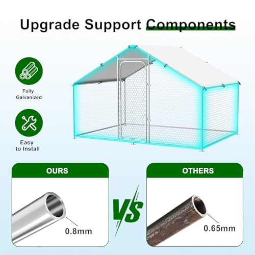 Chicken Coop Poultry Cage Large Metal Hen Run with Water-Resident Cover for Rabbit Duck House Outdoor Walk-in Chicken Pen for Yard