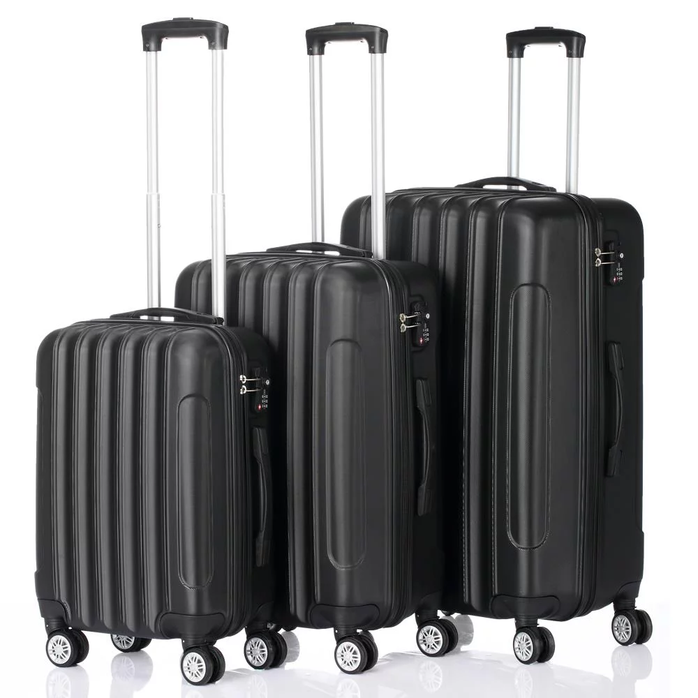 SalonMore  3 Piece Hardside Lightweight Spinner Luggage Bag Set  With TSA Lock Black