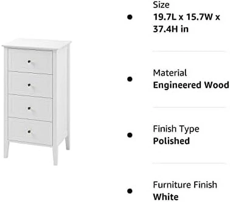 HOOMHIBIU 4 Drawer Dresser  Antique Wide Chest of Drawers with Solid Frame  Tall  Chest Cabinet for Living Room  Bathroom  Entryway  Dark Brown