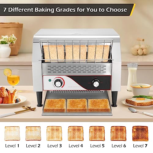 Dyna-Living Commercial Toaster 450 Slices/Hour Conveyor Toaster Heavy Duty Commercial Toaster for Restaurant 2600W Conveyor Belt Toaster Oven for