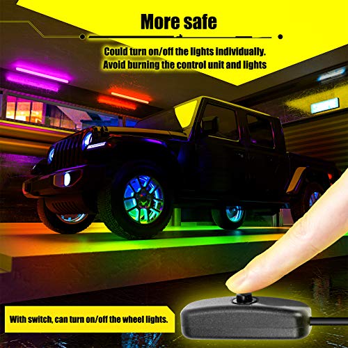 SUNPIE Wheel Lights for Truck - Universal 14.5’’ RGB Rim Light for Car/SUV