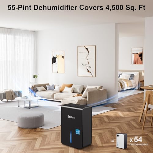 Gasbye Energy Star Dehumidifier for Basement with Drain Hose, Max 115 Pints/Day Dehumidifier for Large Room, Powerful Humidity Control, Easy Drainage
