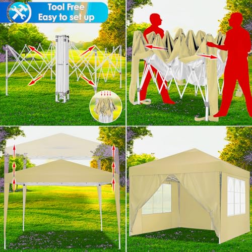 COBIZI Canopy 10x20 Pop Up Canopy Tent with 6 Sidewalls Party Tents for Parties Weddings Backyard Waterproof Canopy Outdoor Commercial Canopy Event