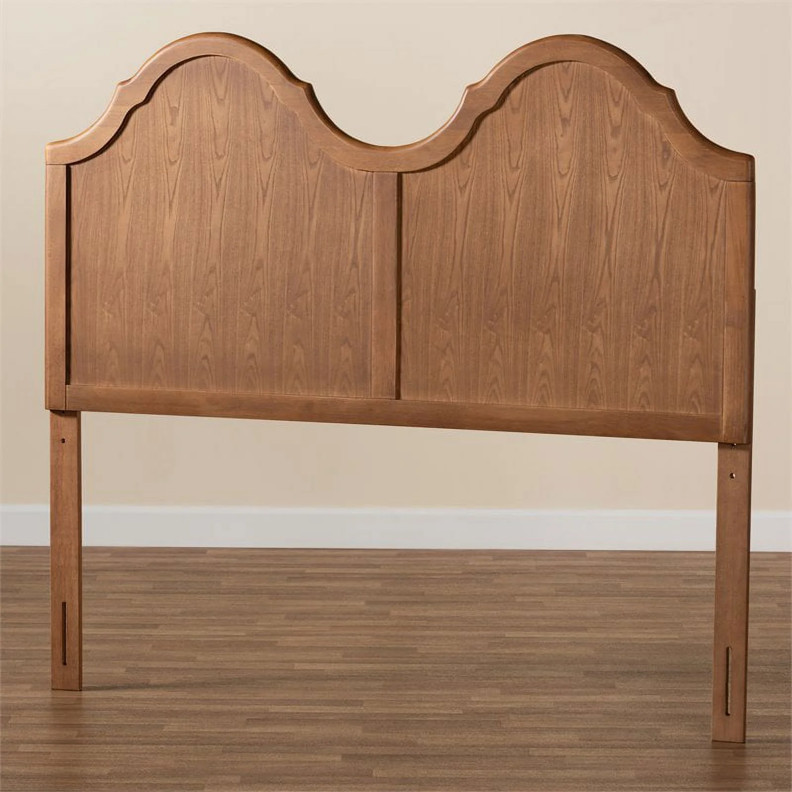 Bowery Hill Wood Queen Size Arched Headboard in Ash Walnut Finished