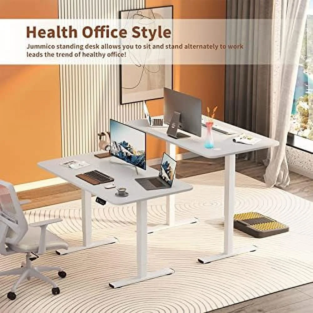 KHBIULIFE Standing Desk Electric Adjustable Desk Large 55 x 24 Sit Stand Up Desk Home Office Computer Desk Memory Preset with T-Shaped Metal Bracket