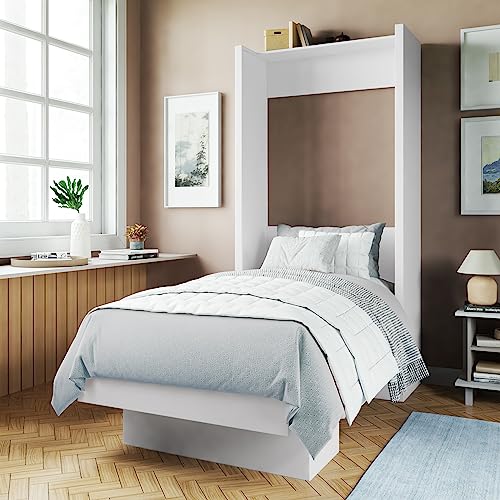 Oakland Living Easy-Lift Full Murphy Wall Bed in White with Shelf