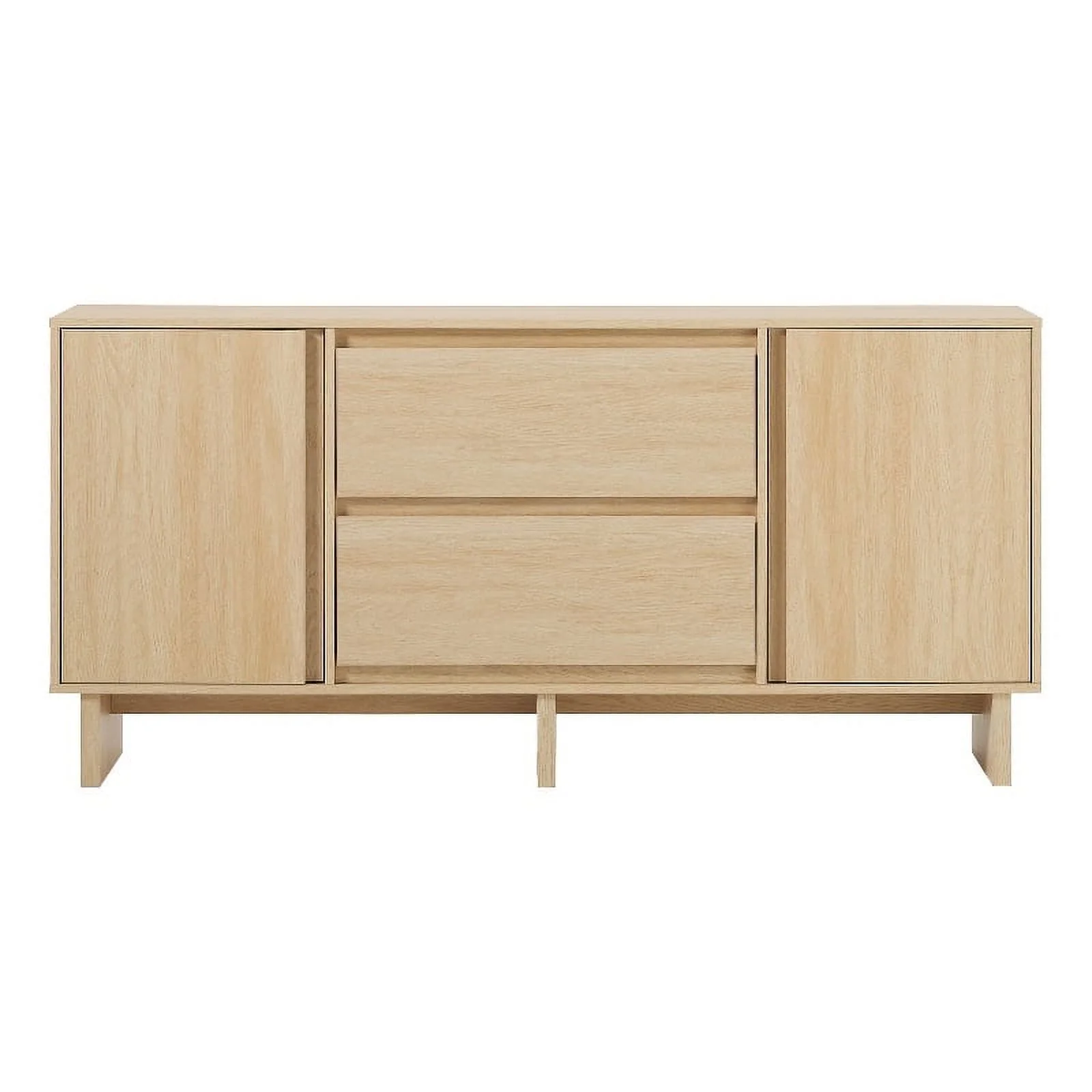Pemberly Row Modern Beveled 2-Door 2-Drawer Wood Sideboard 63" - Coastal Oak